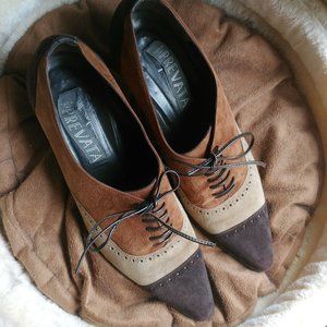 Prevata Brown Suede Oxford Pumps 9 B